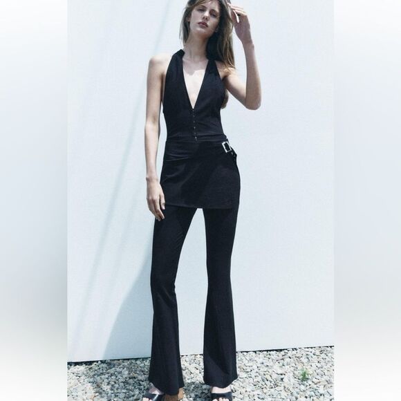 ZARA HALTER NECK JUMPSUIT WITH SKIRT - Picture 1 of 14